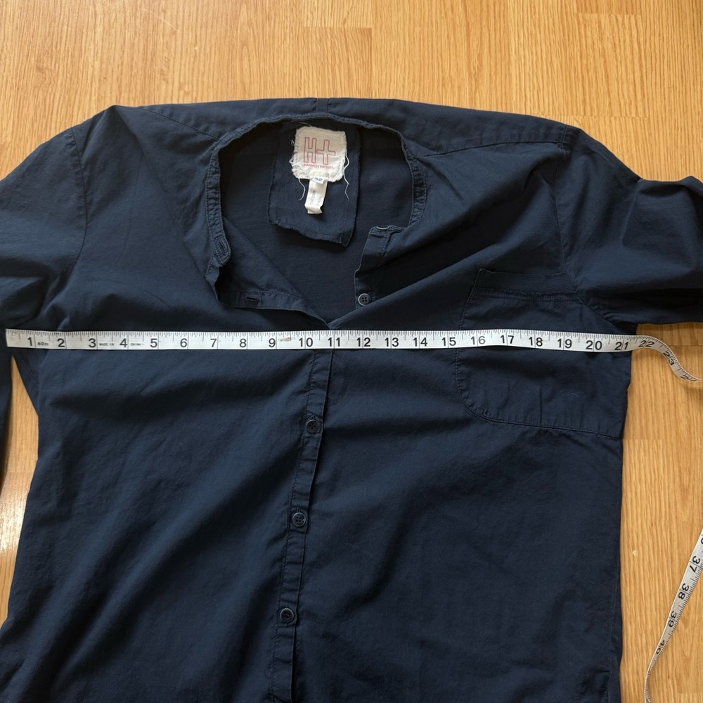H+ Hannoh Wessel Artisan Blue Cotton Shirt Lagenlook EU 42 M Italy - Picture 7 of 9
